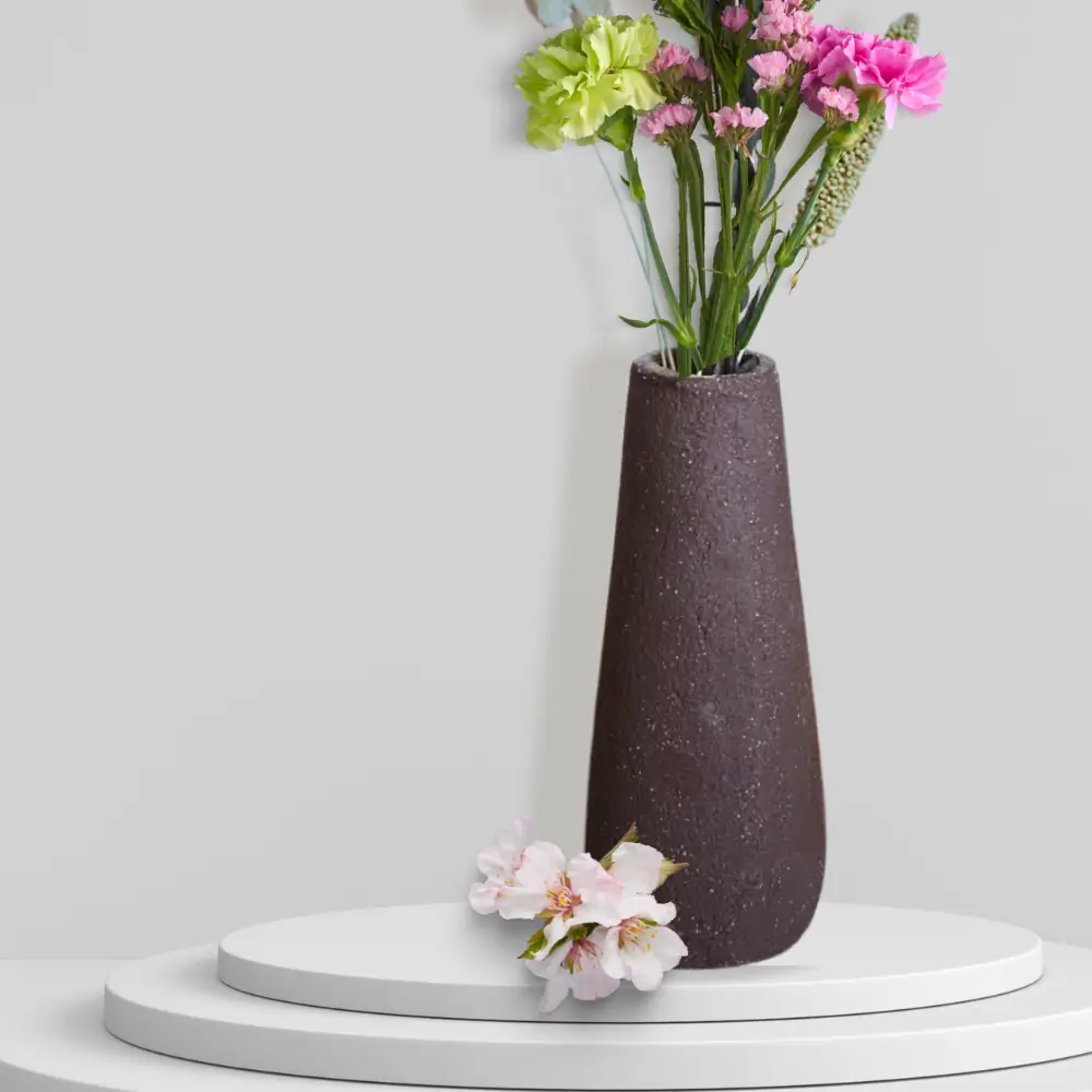 Mini plateau et vase céramique artisanaux en grès noir | Terre Paisible